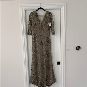 Tadashi Shoji Olive Lace Long Sleeve Dress